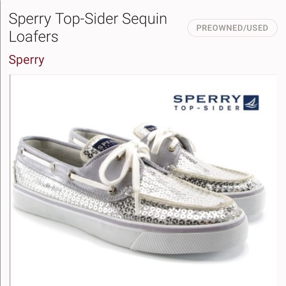 silver sperry shoes